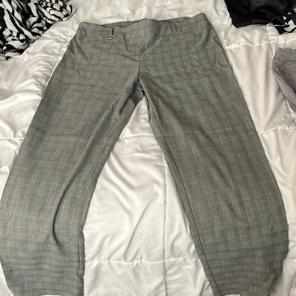 Grey plaid dress pants